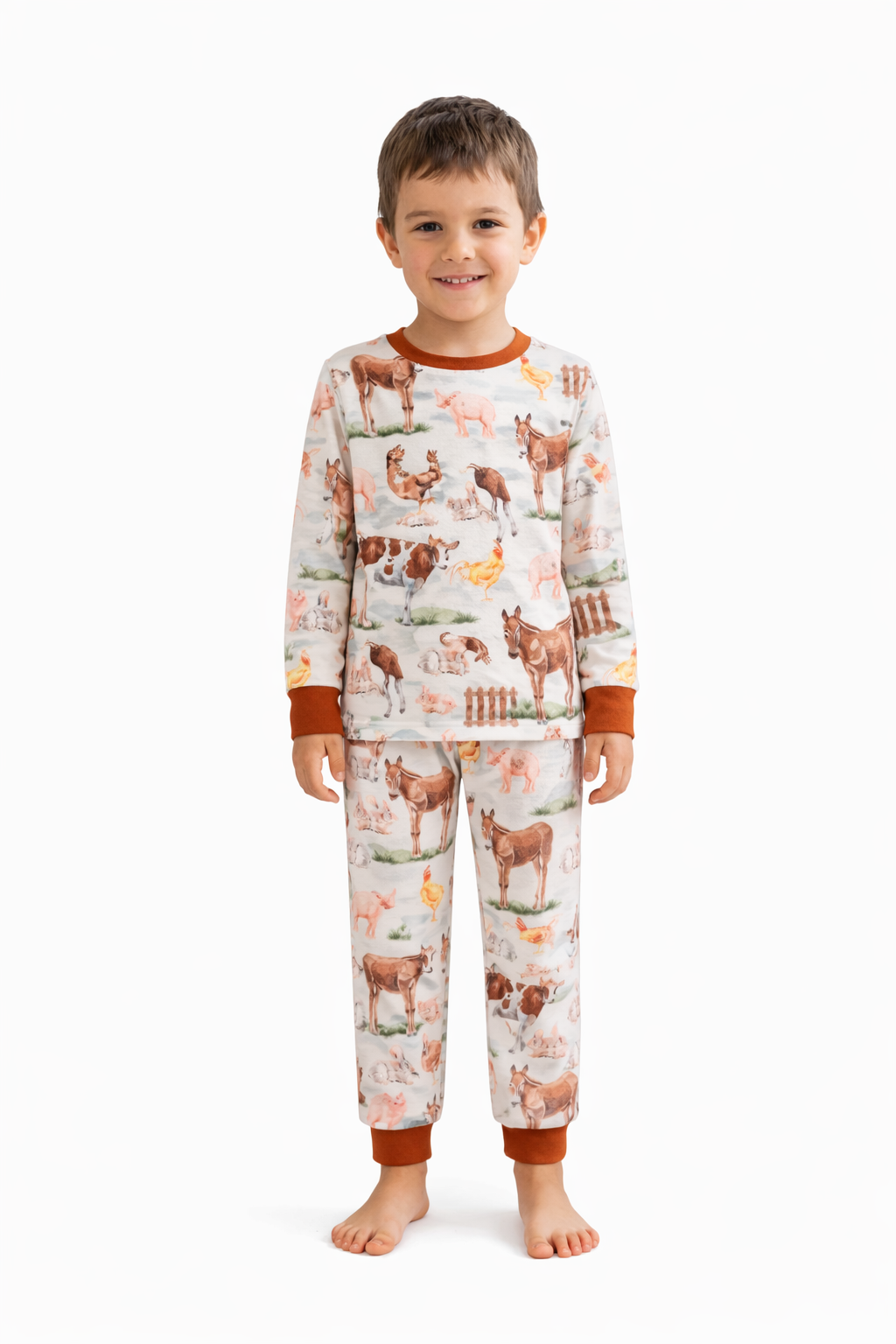 detske-pyzamo-zviratka-na-statku-kravicka-konik-prasatko